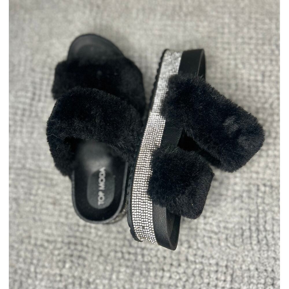 Black Bedazzled Chunky Platform Sandals